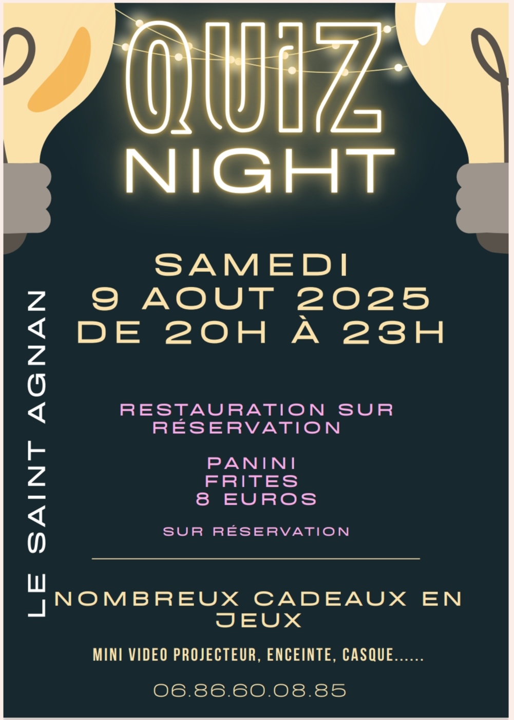 QUIZ NIGHT AU ST AGNAN SAMEDI 9 AOÛT À PARTIR DE 20H00