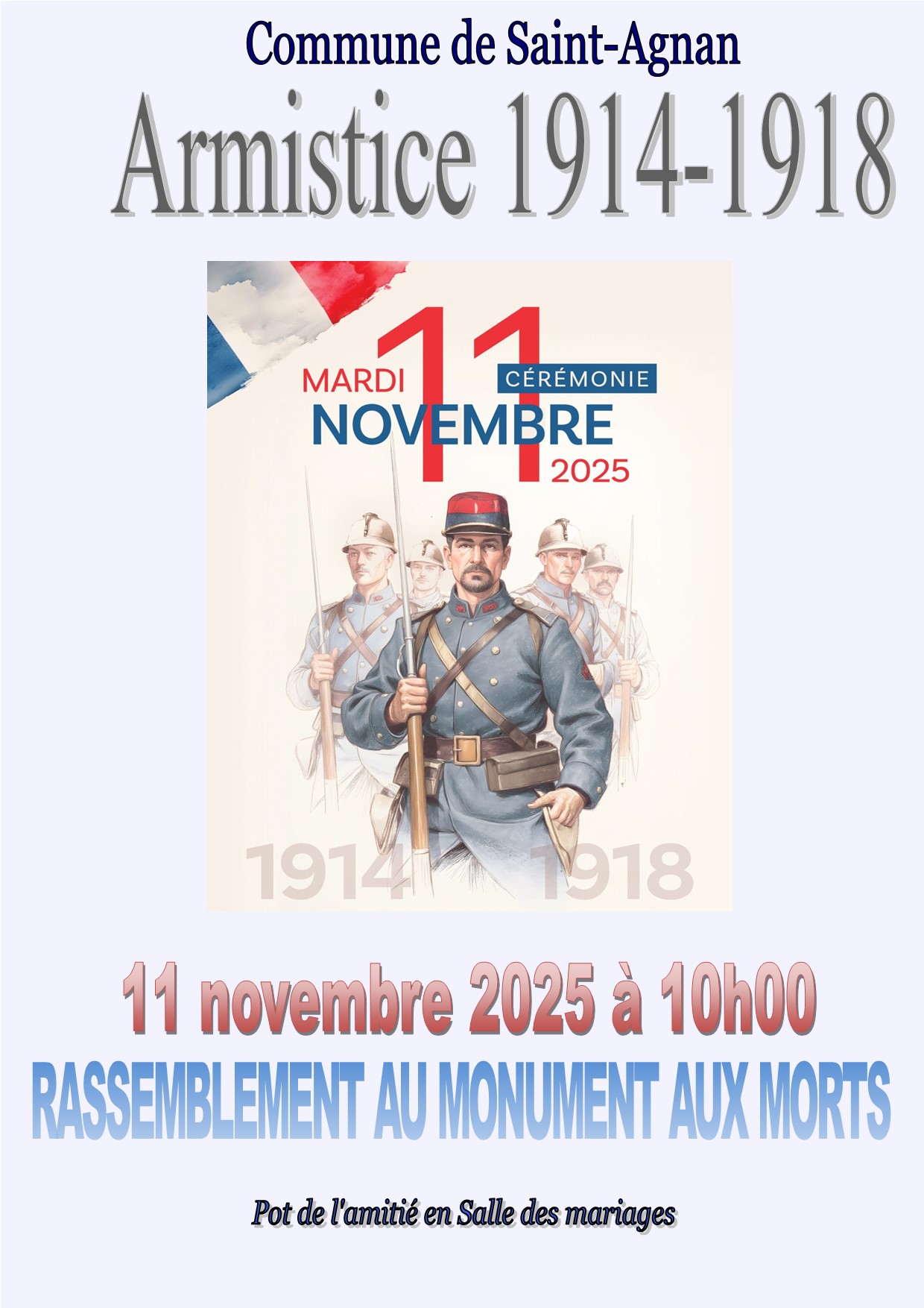 Commémoration Armistice 11 novembre à 10h00
