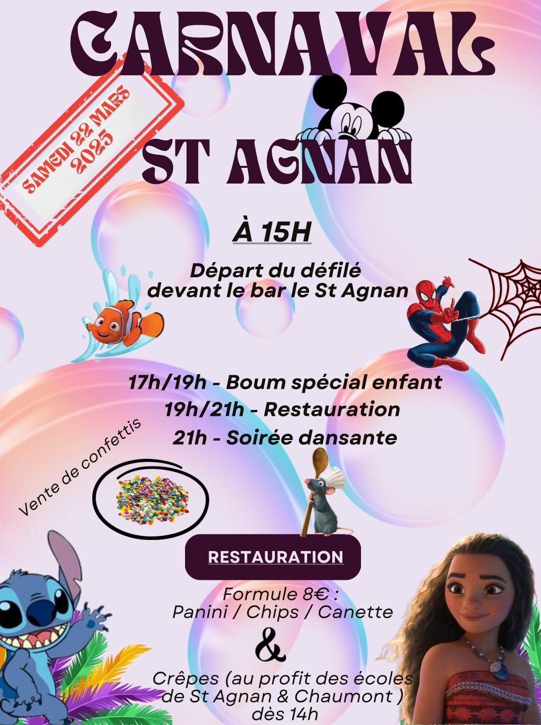 CARNAVAL LE 22 MARS À PARTIR DE 15H00